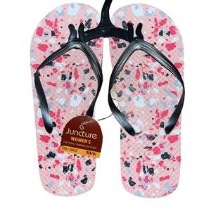 Flip Flops‎ NWT Juncture Paint Splat Pink Gray White Women's Rubber  Size S 5/6